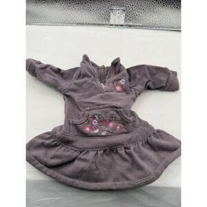 American Girl Doll Clothes Purple Hoodie Dress Floral Embroidered Ruffle Hem